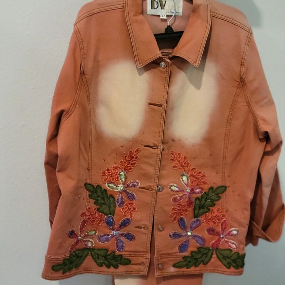 Plus Size Embellished Jean set apricot with embellishments  size 20